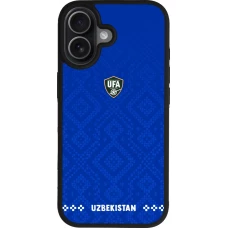 Coque iPhone 17 - Silicone rigide noir Maillot de football Ouzbékistan 2026 personnalisable