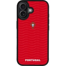 Coque iPhone 17 - Silicone rigide noir Maillot de football Portugal 2026 personnalisable