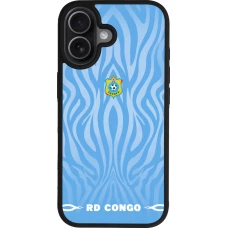 Coque iPhone 17 - Silicone rigide noir Maillot de football RD Congo 2026 personnalisable