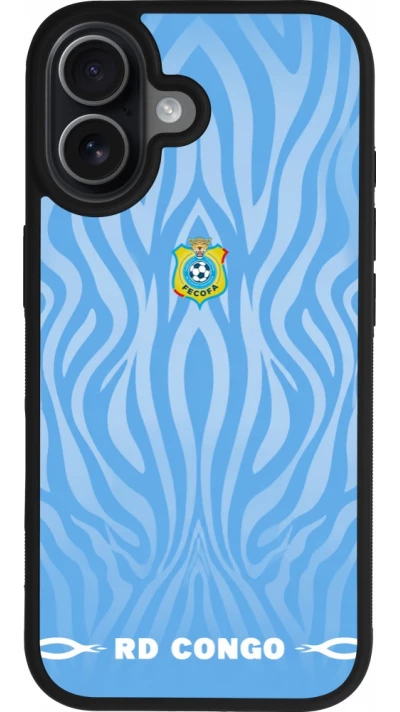 Coque iPhone 17 - Silicone rigide noir Maillot de football RD Congo 2026 personnalisable