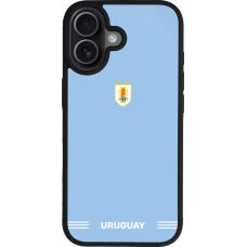 Coque iPhone 17 - Silicone rigide noir Maillot de football Uruguay 2026 personnalisable