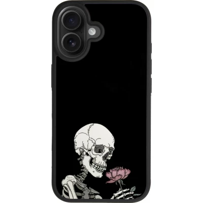 iPhone 17 Case Hülle - Silikon schwarz Halloween 2023 rose and skeleton