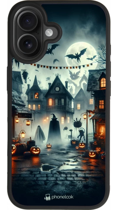 iPhone 17 Case Hülle - Silikon schwarz Halloween Spukstadt