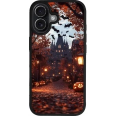 Coque iPhone 17 - Silicone rigide noir Halloween 2025 Haunted house