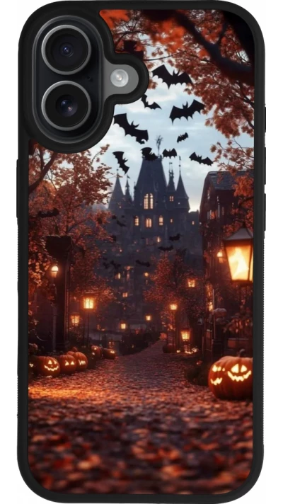 iPhone 17 Case Hülle - Silikon schwarz Halloween 2025 Haunted house