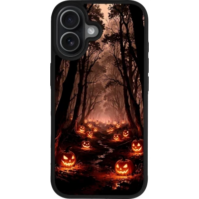 Coque iPhone 17 - Silicone rigide noir Halloween 2025 Road of Terrifying Pumpkins