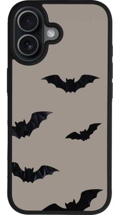 Coque iPhone 17 - Silicone rigide noir Halloween 2026 Bats