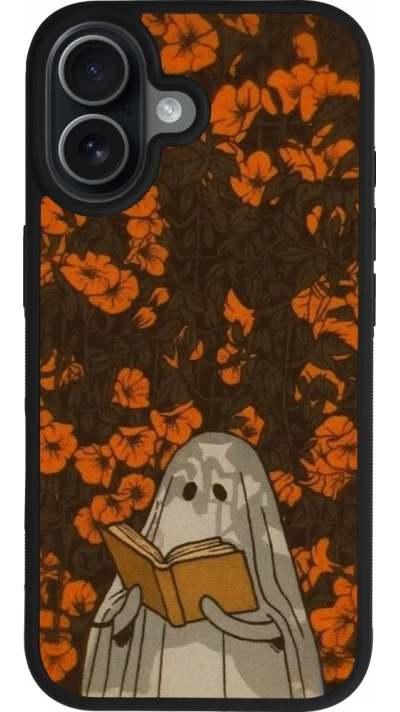 Coque iPhone 17 - Silicone rigide noir Halloween 2026 Ghost reading
