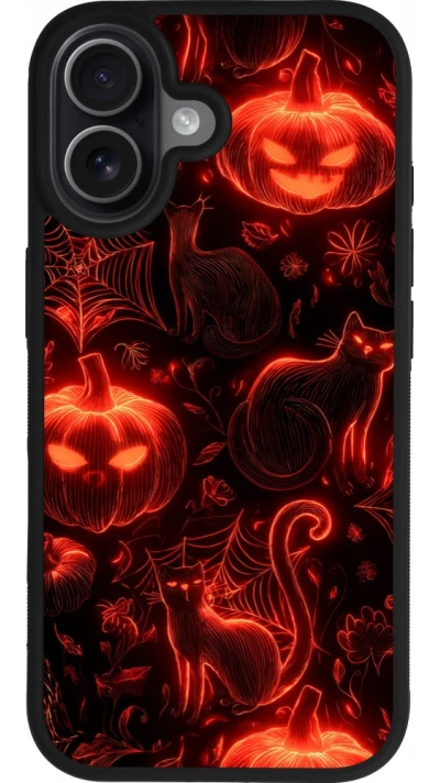 Coque iPhone 17 - Silicone rigide noir Halloween 2026 Pattern Halloween