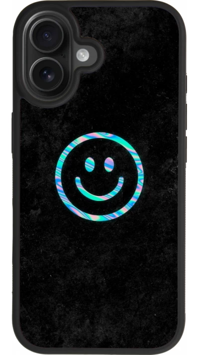 iPhone 17 Case Hülle - Silikon schwarz Happy smiley irisirt