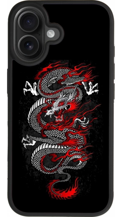iPhone 17 Case Hülle - Silikon schwarz Japanese style Dragon Tattoo Red Black