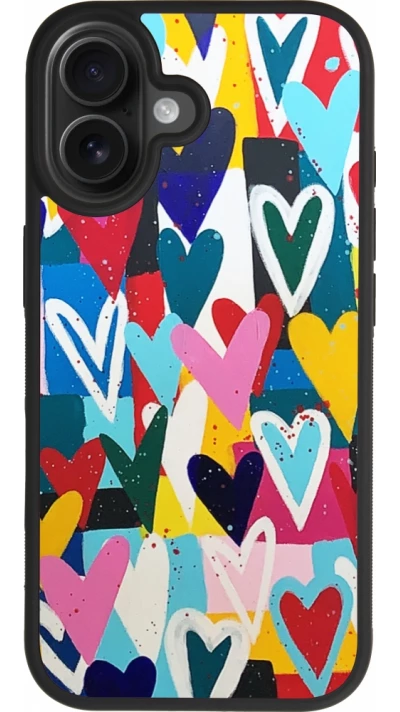iPhone 17 Case Hülle - Silikon schwarz Joyful Hearts