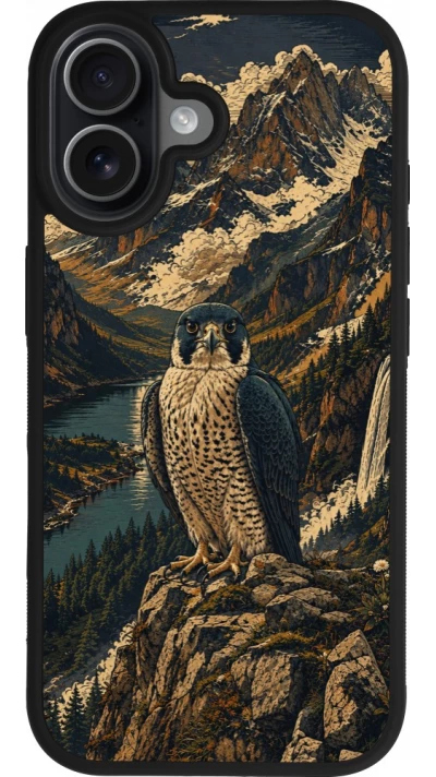 Coque iPhone 17 - Silicone rigide noir Linocut Faucun pèlerin