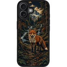 iPhone 17 Case Hülle - Silikon schwarz Linocut Fuchs