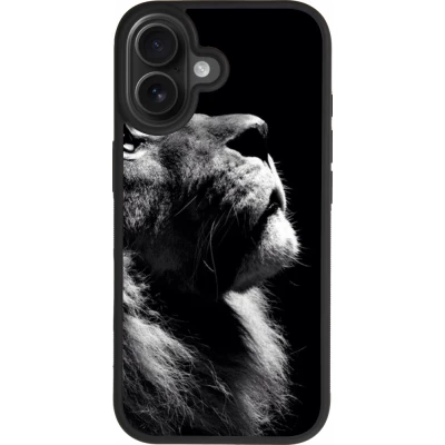 Coque iPhone 17 - Silicone rigide noir Lion looking up