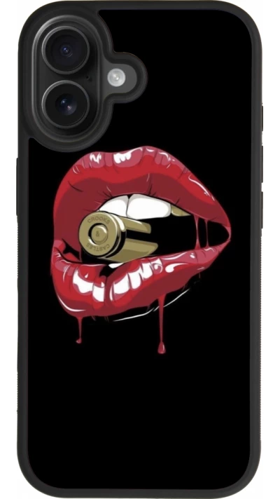 iPhone 17 Case Hülle - Silikon schwarz Lips bullet