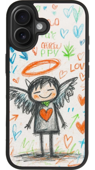 iPhone 17 Case Hülle - Silikon schwarz Little Angel Sketch Love