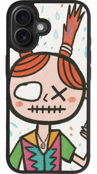 iPhone 17 Case Hülle - Silikon schwarz Little Girl Sketch