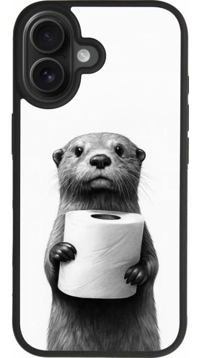 iPhone 17 Case Hülle - Silikon schwarz Otter Toilettenpapier