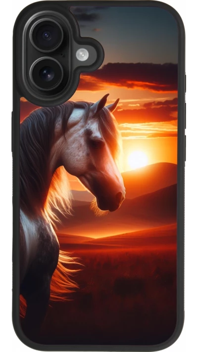 iPhone 17 Case Hülle - Silikon schwarz Majestätischer Sonnenuntergang Pferd