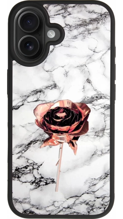 iPhone 17 Case Hülle - Silikon schwarz Marble Rose Gold