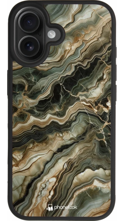 iPhone 17 Case Hülle - Silikon schwarz Oliv Marmor