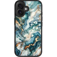 Coque iPhone 17 - Silicone rigide noir Marbre Vert Bleu Doré