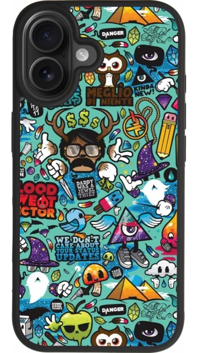 iPhone 17 Case Hülle - Silikon schwarz Mixed Cartoons Turquoise