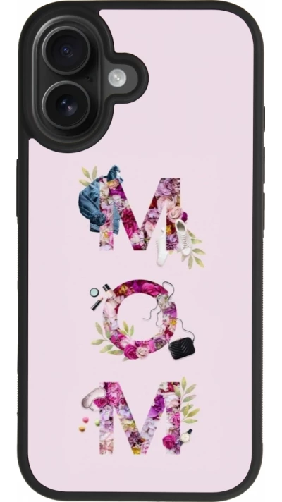 Coque iPhone 17 - Silicone rigide noir Mom 2024 girly mom