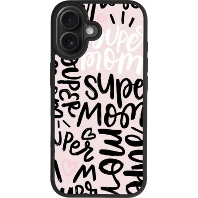Coque iPhone 17 - Silicone rigide noir Mom 2024 Super mom