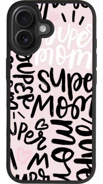 Coque iPhone 17 - Silicone rigide noir Mom 2024 Super mom
