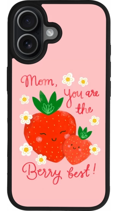 Coque iPhone 17 - Silicone rigide noir Mom 2026 Berry best