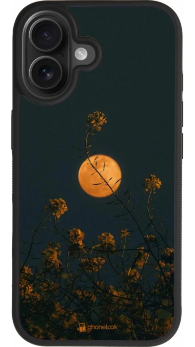 iPhone 17 Case Hülle - Silikon schwarz Moon Flowers