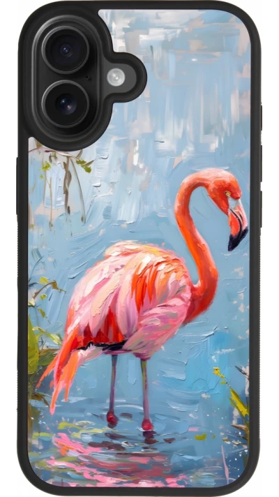 iPhone 17 Case Hülle - Silikon schwarz Paint Flamingo