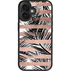 iPhone 17 Case Hülle - Silikon schwarz Palm trees gold stripes