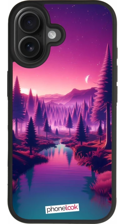 iPhone 17 Case Hülle - Silikon schwarz Lila-rosa Landschaft