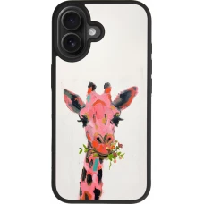 iPhone 17 Case Hülle - Silikon schwarz Pink Girafe Paint