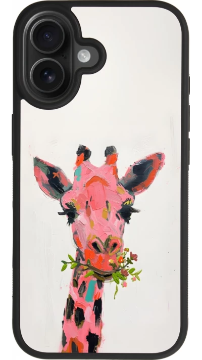 iPhone 17 Case Hülle - Silikon schwarz Pink Girafe Paint