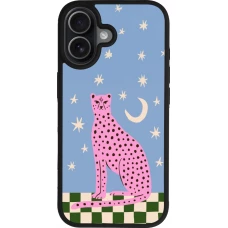 Coque iPhone 17 - Silicone rigide noir Pink leopard with stars 2026