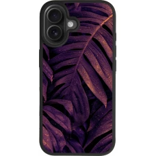 Coque iPhone 17 - Silicone rigide noir Purple Light Leaves