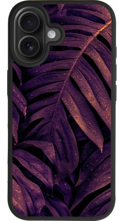 iPhone 17 Case Hülle - Silikon schwarz Purple Light Leaves