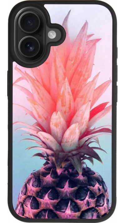 iPhone 17 Case Hülle - Silikon schwarz Purple Pink Pineapple