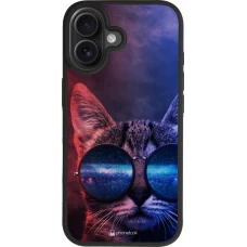 iPhone 17 Case Hülle - Silikon schwarz Red Blue Cat Glasses