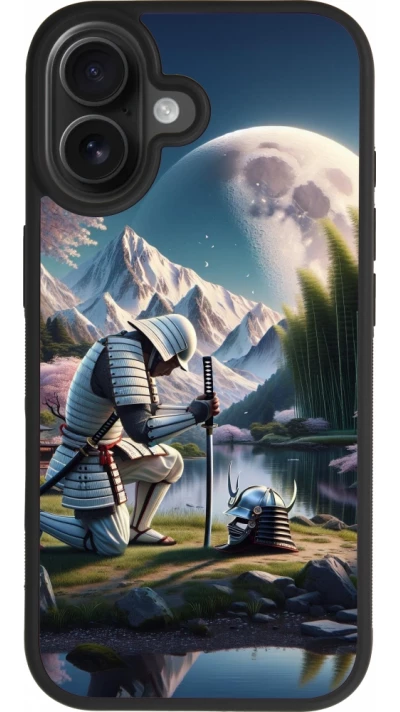 iPhone 17 Case Hülle - Silikon schwarz Samurai Katana Mond