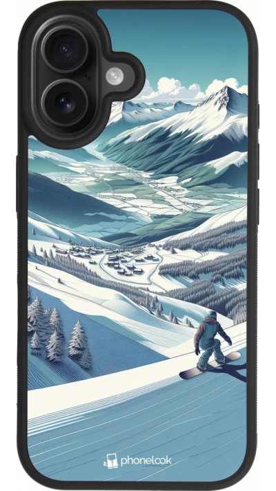 iPhone 17 Case Hülle - Silikon schwarz Snowboarder Berg