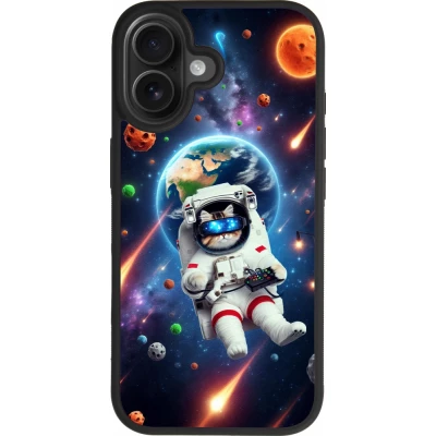 Coque iPhone 17 - Silicone rigide noir VR SpaceCat Odyssey