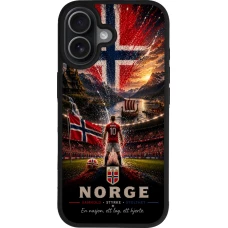 Coque iPhone 17 - Silicone rigide noir Football Norvège splash 2026