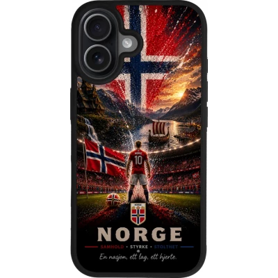 Coque iPhone 17 - Silicone rigide noir Football Norvège splash 2026