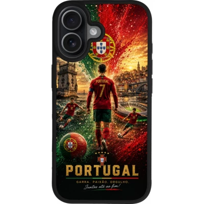 iPhone 17 Case Hülle - Silikon schwarz Fussball Portugal splash 2026