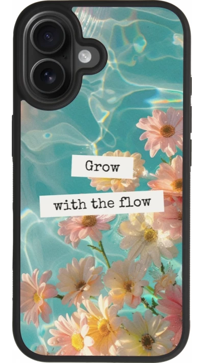 Coque iPhone 17 - Silicone rigide noir Summer 2025 Grow with the flow